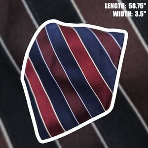 Stafford Blue Red Repp Silk Tie Silver Striped Formal Business Career 58.75"